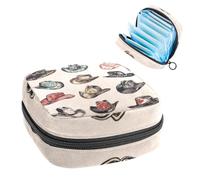 Portable Sanitary Napkin Storage Bag, Menstrual Cup Pouch Feminine Menstruation Pads Bag for Teen Girls, Tampons First Period Kit, Retro Cowboy Hat Western Collection