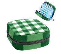 Portable Sanitary Napkin Storage Bag, Menstrual Cup Pouch Feminine Menstruation Pads Bag for Teen Girls, Tampons First Period Kit, St. Patricks Day Green Plaid
