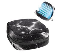 Portable Sanitary Napkin Storage Bag, Menstrual Cup Pouch Feminine Menstruation Pads Bag for Teen Girls, Tampons First Period Kit, Deep Space Scene Universe Nebula Pattern