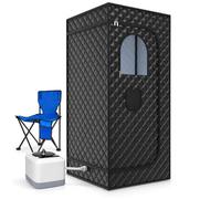 Portable Sauna for Home, 1 or 2 Person Steam Tent with 3L 1000W Steamer | Remote Control, 9 Adjustable Heat Settings, 60-Min Timer up to 140°F, Three-Layer Insulated Cover with Folding Chair