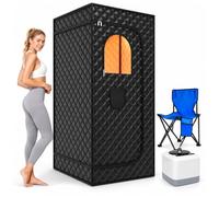 Portable Sauna for Home, 1 or 2 Person Steam Tent with 9 Heat Levels | 3L Water Capacity, 9 Heat Settings with Remote Control, 60-Min Timer up to 140°F, Insulated Cover with Folding Chair