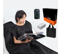 Portable Sauna for Home Steam Blanket, Electric Sweat Blanket, Dehumidification Steaming Bag, Relax and Detox Full Body Type, Foldable for Indoor, Black Zipper Style