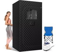 Portable Sauna Tent, Portable Sauna for Home Sauna Box with 3L 1200 W Steam Generator, Remote Control, Foldable Chair (Black)