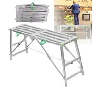 Portable Scaffold Ladder With Non-Slip Step - 400kg Load-Bearing/Adjustable Height, Capacity Plasterers Hop Up Work Platform, Folding Platform Step Up Bench Ladder,200x40cm