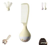 Portable Self-Standing Comb, Self-Standing Hair Comb with Weighted Base Stands Upright on Vanity, U-Shaped Teeth Grooves Designs that Gently and Glides Through Tangle, for Woman (Yellow)