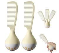 Portable Self-Standing Comb, Self-Standing Hair Comb with Weighted Base Stands Upright on Vanity, U-Shaped Teeth, Ergonomic Grip, Durable Easy to Clean for Thick Curly and Wet Hair