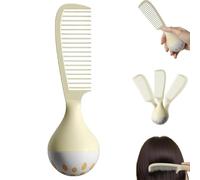 Portable Self-Standing Comb,Self-Standing Hair Comb with Weighted Base Stands Upright on Vanity,U-Shaped Teeth for Thick Curly Wet Hair,Tangle-Free Glide & Scalp Massage,Ergonomic Grip (Beige)