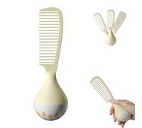 Portable Self-Standing Comb,Self-Standing Hair Comb with Weighted Base, U-Shapeds Teeth Grooves Ergonomic Grip,Tangle-Free Detangling,Durable & Easy to Clean,for Thick Curly Wet Hair (Beige)