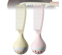 Portable Self-Standing Comb, Wide Tooth Detangling With U-Shaped Teeth Grooves Design That Gently And Glides Through Tangles, Gentle On Scalp & Hair, Comfortable Grip Handle Easy To Clean(Beige+Pink)