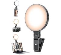 Portable Selfie Light for Laptop Camera, 4 Inch Rechargeable Clip-On Video Conference Light with Dual Mount (Screen Safe), Soft 3-Mode Dimmable Photography Light for Zoom, TikTok, Makeup Work, Vlog