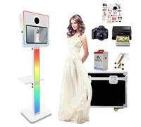 Portable Selfie Photo Booth Machine 15.6inch Touch Screen DSLR Picture Photobooth with Instant Camera and Printer for Wedding Party (White, Full Set)