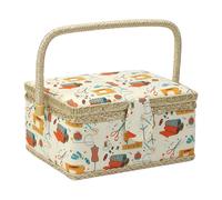Portable Sewing Basket - Craft Storage Organizer for Home Travel | Sturdy Woven Box with Multiple Sections, Keeps Threads, Needles, Buttons, and Accessories Neatly Stored 9.45x6.89x5.91 in