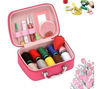 Portable Sewing Kit in Faux Leather Case, Big Eye Steel Quilting & Sewing Needles Needles Set Thread & Accessories for Travel and Home