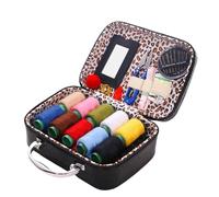 Portable Sewing Kit in Faux Leather Case,Complete DIY Handcraft Set with Needles, Threads & Accessories,Sewing Set for Adults & Travel,Mini Sewing Kit. (Black)