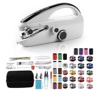 Portable Sewing Machine for Beginners, Handheld Electric Sewing Machine with Storage Box, 20 Threads, Scissors, Dual Power For Quick Home Repairs & DIY Crafts