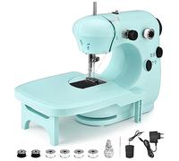Portable Sewing Machine, Portable Sewing Kit with 2-Speed Settings & Built-In Light Sewing Accessories Beginners Set with Extension Table Mini Handheld Stitch Gun for Adults, DIY, Home & Travel