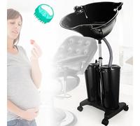 Portable Shampoo Bowl Sink, Salon Basin with Electric Pump, Height Adjustable Lightweight Hair Washing Station with 2 Buckets & Drain Hoses, for Home Barber Shop