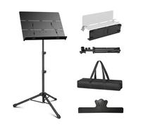 Portable Sheet Music Stand - 2 in 1 Dual-Use Folding Music Stand & Desktop Book Stand with Carrying Bag, Tri-fold Panel Metal Holder Adjustable Height with Music Sheet Clip Holder