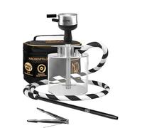 Portable Shisha Set with Everything (Silver white hose)