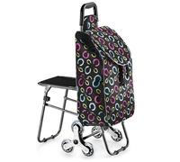 Portable Shopping Cart with SeatEasy Stair Climbing Trolley for Effortless Shopping Comfortable Rest Durable Design Lightweight & Foldable for Convenience