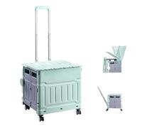 Portable Shopping Trolley with Wheels - Adjustable Telescopic Aluminum Handle Utility Cart for Groceries Travel and Storage - Green Boot Cart