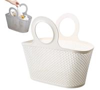 Portable Shower Caddy Basket with Handle,Plastic Shower Caddy,Foldable Storage Hamper Bag,Plastic Storage Basket Bath Baskets for Bedroom,Bathroom (White)
