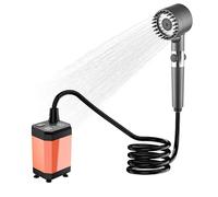 Portable Shower for Camping, 6000mAh Rechargeable Electric Shower Pump, with Smart LED Display and 3 Spray Modes for Outdoor Travel, Hiking, Car Wash and Pet Bath (Orange)