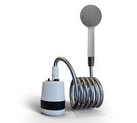 Portable Shower No Installation Easy to Use ABS+PVC Metal Built-in 3.7V 2300mAh Battery 5V 2A Input 45 Minutes Operation 5L-6L/min Flow Rate with Shower Pump Showerhead Holder Sucker Hook USB Cable