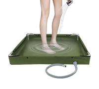 Portable Shower Pan, 20inches Travel Basin with Drain Pipe Camping Adventures, Outdoor Bathing Tray for Adults Easy Fold Function, Wash Tub, Hiking Climbing Marine Tent, Compact Use