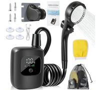 Portable Shower Pump for Camping,2400mAh Rechargeable Camping Shower Pump with Intelligent LED Display,3 Spray Modes,IPX8 Waterproof Outdoor Showers for Pet Bath, Hiking, Travel, Car Wash (Black)