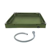 Portable Shower Tray - Foldable Camping Mat, Built-in Drainage System, Heavy Duty PVC Bath Mat | Lightweight Equipment Waterproof Foundation for Outdoor Canopy, Travel Utility For