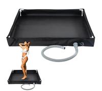 Portable Shower Tray, Foldable Shower Base, Foldable Shower Tray, Camping with 1 Metre Drain Hose, 80 x 80 x 10 cm, Durable Oxford Waterproof Tent Awning Floor, Camping Shower Base for Indoor Outdoor