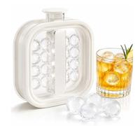 Portable Silicone Ice Ball Maker Kettle,2-in-1 Bottle Ice Maker Cube Tray Mold with Pull Handles, Make 19 Iceballs At Once,Reusable Round Ice Maker,Easy Release for Whiskey Juice Cold Drinks White