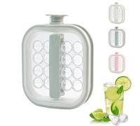 Portable Silicone Ice Ball Maker Kettle, 2-in-1 Foldable Ice Ball Maker, 2 in 1 Ice Cube Bottle Tray Mold, Circular Portable Kettle with Pull Handles, for Cocktails, Travel, Camping & Home Bar (Green)