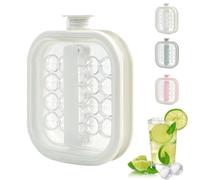 Portable Silicone Ice Ball Maker Kettle, 2-in-1 Foldable Ice Ball Maker, 2 in 1 Ice Cube Bottle Tray Mold, Circular Portable Kettle with Pull Handles, for Cocktails, Travel, Camping & Home Bar (White)