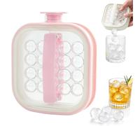 Portable Silicone Ice Ball Maker Kettle, 2-in-1 Silicone Ice Cube Tray Mold with Pull Handles,Foldable Ice Ball Maker,Cooling with ice Container,For Beverages,Coffee,Beer (Pink)