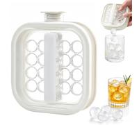 Portable Silicone Ice Ball Maker Kettle, 2-in-1 Silicone Ice Cube Tray Mold with Pull Handles,Foldable Ice Ball Maker,Cooling with ice Container,For Beverages,Coffee,Beer (White)