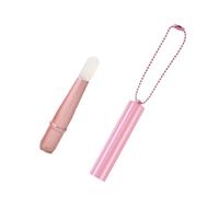 Portable Silicone Lip Brush with Light Aluminum Tube, B | Soft Round Head, Protective Cover Lid, Detachable Chain, Storage Portable Cosmetic Tool for Easy Carrying