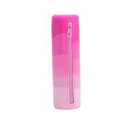Portable Silicone Pen Bag Cylinder Shape Zippered for Travel Large Capacity Pencil Case