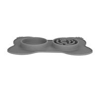 Portable Silicone Pet Feeding Bowl, Foldable Dog and Cat Eating Dish with Non - Slip Suction Cup, Collapsible Travel Feeder for Small Medium Dogs and Cats, Easy to Clean (Gray)