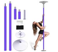 Portable Silicone Pole Dance & Fitness Kit, 360° Spin Static Modes Adjustable Pole 86.6-106.3inchs Height No Drilling Required with Silicone Pads Seamless Chrome Steel for Home Gym Yoga Dance Studio