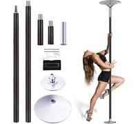 Portable Silicone Pole Dance & Fitness Kit, 360° Spin Static Modes Adjustable Pole 86.6-106.3inchs Height No Drilling Required with Silicone Pads Seamless Chrome Steel for Home Gym Yoga Dance Studio