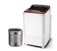 Portable Single-Tub Washing Machine with Drain Basket Mini, 7 Kg Washing Capacity Washing Power 400W for Apartments, Camping, Dorm Room,Brown