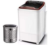 Portable Single-Tub Washing Machine With Drain Basket Mini - 7 Kg Washing Capacity Washing Power 400W For Apartments, Camping, Dorm Room,Brown