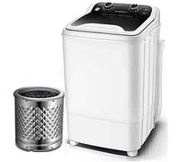 Portable Single-Tub Washing Machine With Drain Basket Mini - 7 Kg Washing Capacity Washing Power 400W For Apartments, Camping, Dorm Room,Black