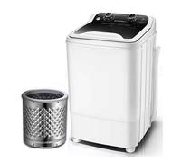 Portable Single-Tub Washing Machine With Drain Basket Mini - 7 Kg Washing Capacity Washing Power 400W For Apartments, Camping, Dorm Room,Black