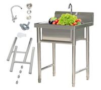 Portable Sink, Kitchen, Utility Laundry Tub with Faucet, Freestanding Single Bowl S Commercial for Workstation, Outdoor, Or Bar(50cm)