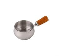 Portable Size Stainless Steel Saucepan with Wooden Handle Suitable for Single Serve Cooking Needs at Home (Silver 120ML)
