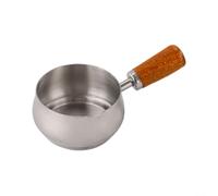 Portable Size Stainless Steel Saucepan with Wooden Handle Suitable for Single Serve Cooking Needs at Home (Silver 180ML)