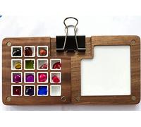 Portable Sketchbook Palette 15 Grids Wooden Mini Travel Paint Palette Palette Box for Watercolor Painting, Acrylic Painting Paint Saver